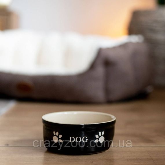 Миска для собак Nobby Dog керамічна чорно-бежева Ø 13.5 см 240 мл 68766 | Зображення 1
