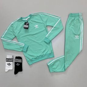 Костюм у стилі Adidas світшот м'ята та 2 пари шкарпеток у подарунок