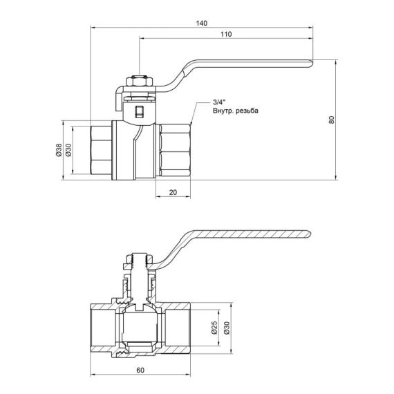 Кран кульовий Thermo Alliance Forte 3/4" ВР для води (ручка) SF600W20 | Зображення 1