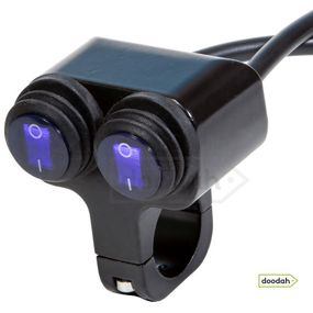 Мото кнопка на руль з підсвічуванням - VGEBY Dual Black IP55, 12В, 16А (підсвічування Blue). Гарантия 6 мес.
