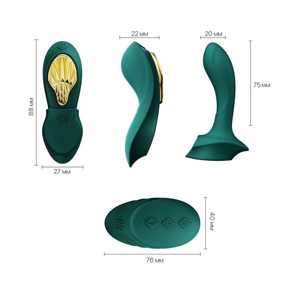 Смарт-вібратор у трусики Zalo - AYA Turquoise Green, насадка та пульт ДК | Зображення 2