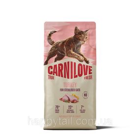 Беззерновий сухий корм Carnilove True Fresh Turkey Sterilised для стерилізованих котів з індичкою 6 кг