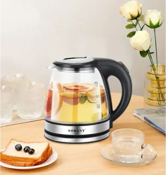 Скляний електрочайник 1500Вт Sokany SK-SH-1059, чайник із підсвічуванням на 1.2 л.