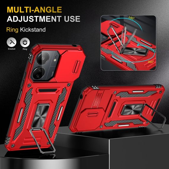 Ударостійкий чохол Camshield Army Ring для Xiaomi Redmi 13C / Poco C65 Червоний / Red | Зображення 3