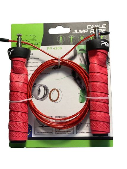 Скакалка швидкісна на підшипниках PowerPlay 4208 Fitness Jump Rope Червона (3m.) | Зображення 9