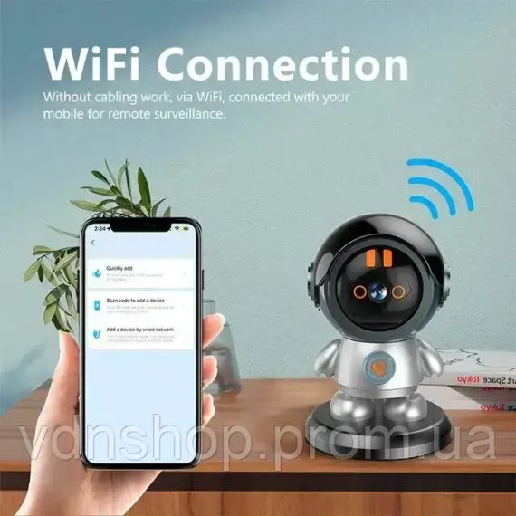 Поворотная беспроводная видеокамера Wi-Fi-видеоня 2K ART 8936 с датчиком движения и поворотом на 355 градусов | Зображення 6