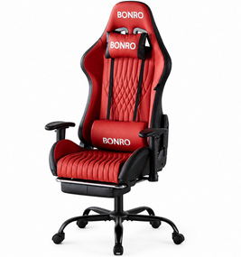 Крісло геймерське ігрове комп’ютерне Bonro 1002G-1 червоне з підставкою для ніг 42401213