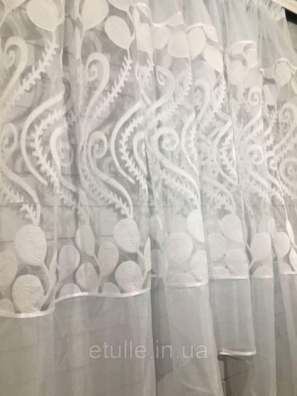 Тюль на кухню веранду коридор вітальню шифон і органза комплект готовий пошитий білий | Зображення 2