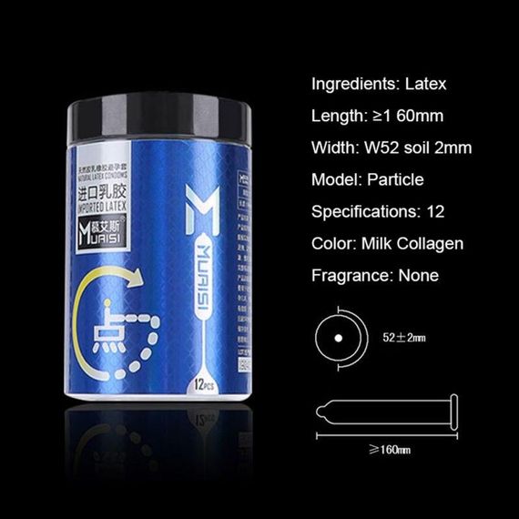 Набір презервативів з підвищеною кількістю змазки з пухирцями 0.02 мм Blue, 12 шт Sex Aura | Зображення 3