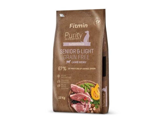Fitmin dog Purity GF Senior & Light Lamb (для собак літнього віку та малорухливих собак з ягням беззерновий), 12 кг | Зображення 1