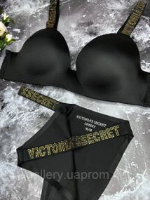 Комплект жіночої нижньої білизни Victoria`s Secret (бюстгальтер + трусики) Чорний