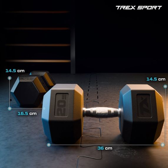 Гантеля шестигранная прорезиненная TX-200RD Trex Sport 20кг | Зображення 1