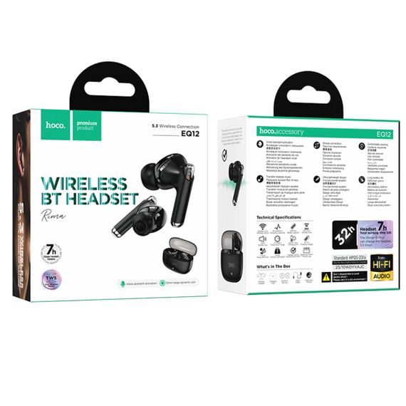 Бездротові TWS bluetooth навушники Hoco EQ12 Rima (Black) | Зображення 2