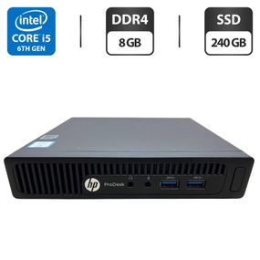 Неттоп HP EliteDesk 400 G2 Desktop Mini USFF / Intel Core i5-6500T (4 ядра по 2.5 - 3.1 GHz) / 8 GB DDR4 / 240 GB SSD / Intel UHD Graphics 630 / Блок питания б/у