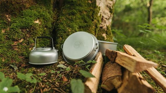 Набір туристичного посуду на 5 предметів Easy Camp Adventure Cook Set L Silver Похідний набір посуду | Зображення 1
