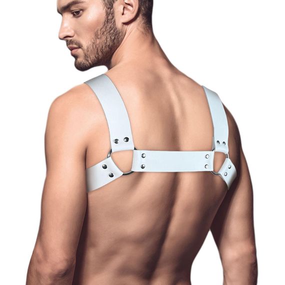 Мужская портупея на грудь из натуральной кожи Feral Feelings - Bulldog Harness White sexstyle | Зображення 1