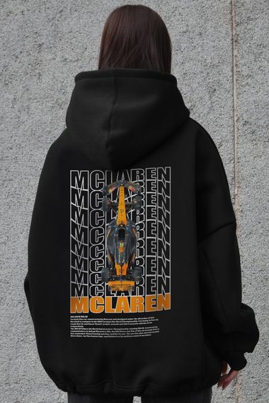 Оверсайз худі толстовка на флісі з капюшоном та принтом Without Mclaren Black | Зображення 4