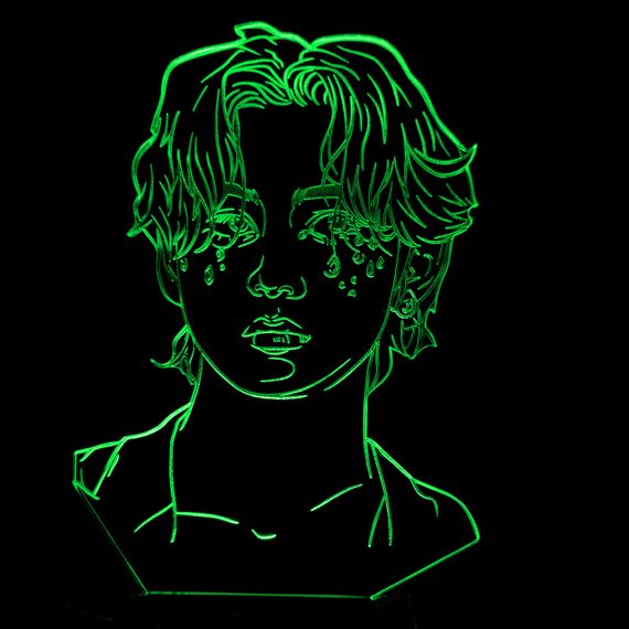 Акриловий світильник-нічник BTS Кім Техен "V" зелений tty-n001039