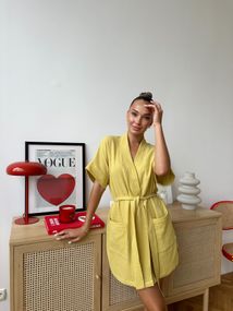 Жіночий халат COSY із мусліну Hawaii, гірчиця