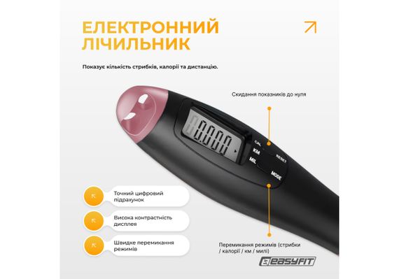 Скакалка для схуднення EasyFit TwinRope 2,8 м чорний-рожевий (EF-1909-BP) | Зображення 2