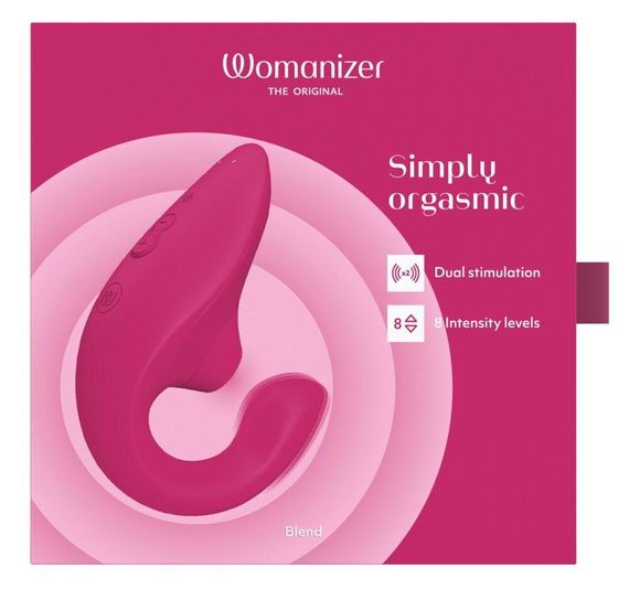 Вагинально-клиторальный стимулятор Womanizer Blend Vibrant Pink, вибрация + вакуум, 2 мотора sexstyle | Зображення 6