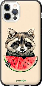 Чохол на iPhone 12 Єнотик з кавуном "4605b-2053-2448"