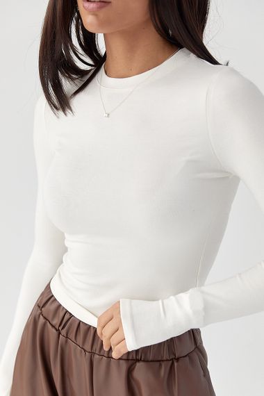 Однотонний еластичний лонг - молочний цвет, M (є розміри) | Зображення 3