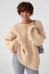 Однотонний джемпер крупної в'язки - бежевий цвет, ONE SIZE (є розміри)