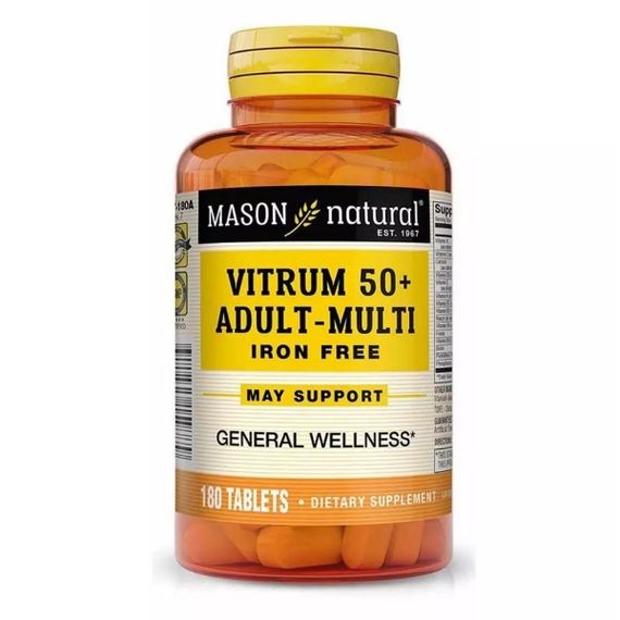 Вітамінно-мінеральний комплекс Mason Natural Vitrum 50 + Adult-Multi Iron Free 180 Tabs