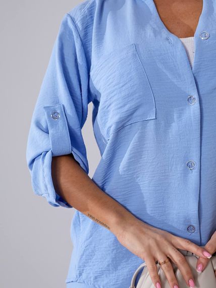 Женский легкий костюм рубашка и свободные брюки креп-жатка, UH378 размер 48, цвет голубой | Зображення 2