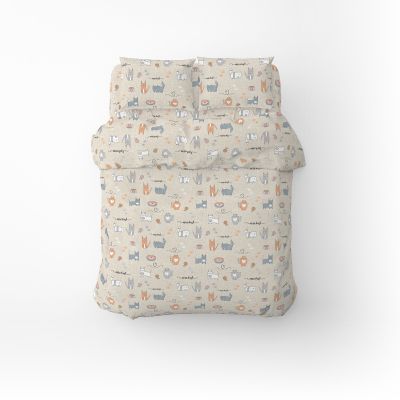Постільна білизна Home Line Котяча радість бежевий бязь полуторний (174437)