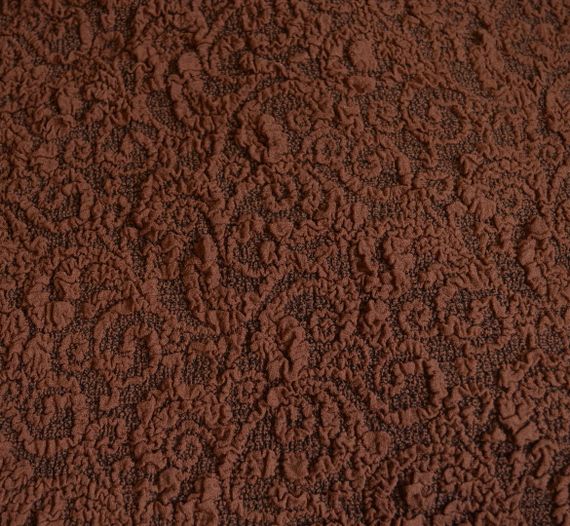 Жакардовий чохол на кутовий диван з спідницею Коричневий | Зображення 3