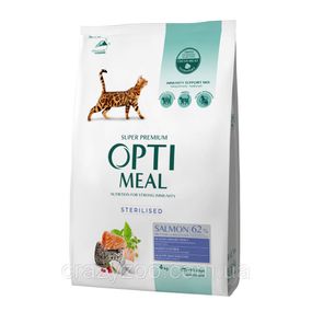 Сухий корм для стерилізованих котів OptiMeal Sterilised із лососем 4 кг B1842501