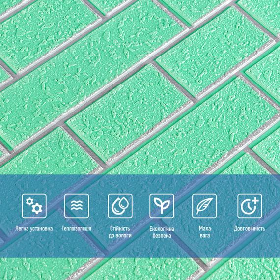 Панель стінова 70*70cm*5mm зелена цегла зі сріблом (D) SW-00001803 | Зображення 3