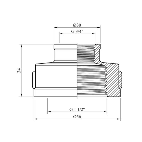 Муфта перехідна посилена LexLine 1 1/2" х 3/4" ВВ нікельована НК0310-Вн | Зображення 1