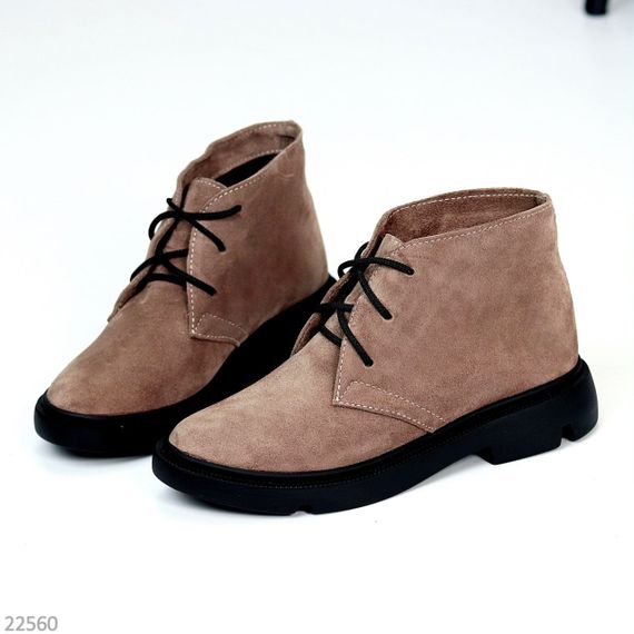 Модні практичні низькі черевики натуральна замша колір Капучіно | Зображення 4