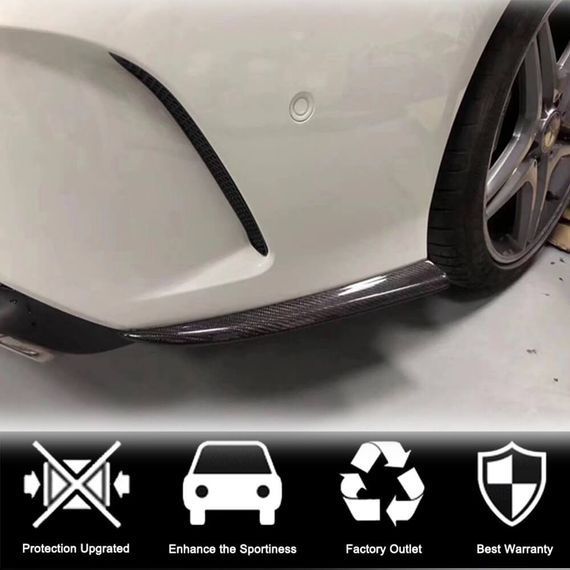 Накладки на задній бампер V2 (для AMG-Line / CLA45 AMG SD, Карбон) для Mercedes CLA C117 2013-2019 рр | Зображення 2