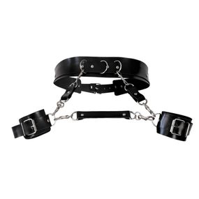 Кожаный пояс с наручниками Art of Sex – Kasta XS-M, черный sexstyle