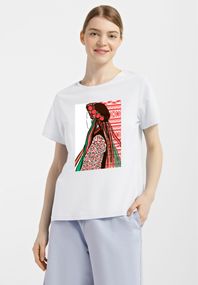 Футболка жіноча біла з принтом "Дівчина у вінку", S