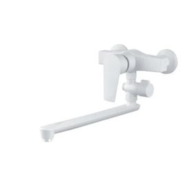 Змішувач для ванни Plamix OSCAR-006 SET WHITE (зі шлангом, лійкою та кронштейном) (PM0703)