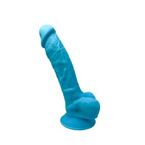 Фалоімітатор реалістичний з яєчками SILEXD ZM01 на присосці, блакитний Sex Aura
