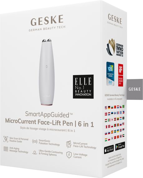 Мікрострумова ручка для підтяжки шкіри обличчя GESKE MicroCurrent Face-Lift Pen 6в1 white, Бежевий | Зображення 7