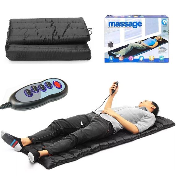 Массажный матрас с подогревом и пультом (170х58х3,5см) / Электронный вибромассажный коврик для спины и шеи