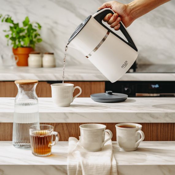 Электрочайник Adler AD 1355 белый 1,7 л, 2200 Вт, с двойными стенками | Зображення 9