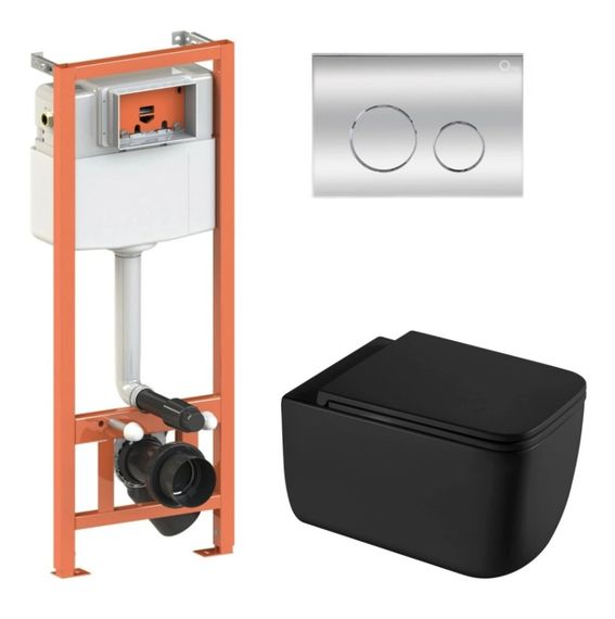 Набір Qtap Nest 4 в 1 підвісний унітаз Gemini Ultra Quiet 530х365х373 + комплект інсталяції QT2533076EUQMB46174