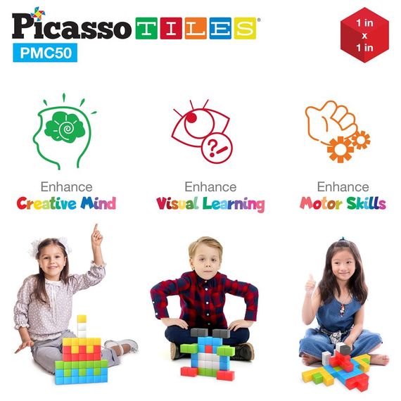 Конструктор магнітний BUILDING CUBES PMC50/23645 PICASSO TILES, 50 деталей, у коробці | Зображення 4