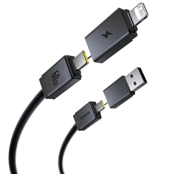 Дата кабель Baseus Versatile Two-for-Two USB/Type-C to Type-C/Lightning 60W (1m) (CB000162) Cosmic Black | Зображення 2