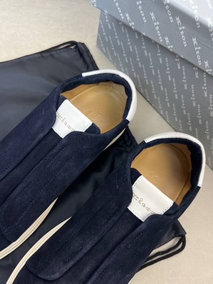 Сліпони Kiton без шнурівки чоловічі замшеві  темно-сині ob425 | Зображення 3
