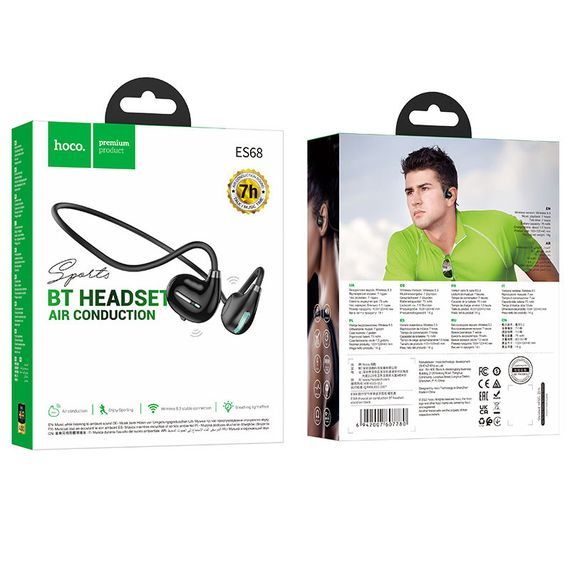 Bluetooth Наушники Hoco ES68 Musical air conduction Obsidian Black | Зображення 4