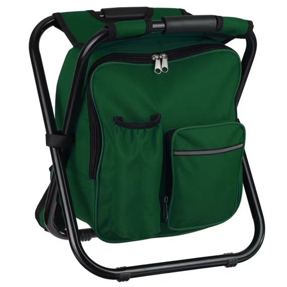Складний стілець-рюкзак із термосумкою для риболовлі та відпочинку, стілець для пікніка, чорний, зелений, синій | Зображення 4